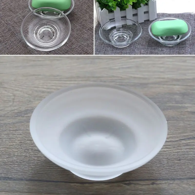 Clear Glass Soap Dish Bar Soap Holder Round Soap Saver Tray Soap for Case Soap Box for Shower Bathroom Kitchen Home Bar