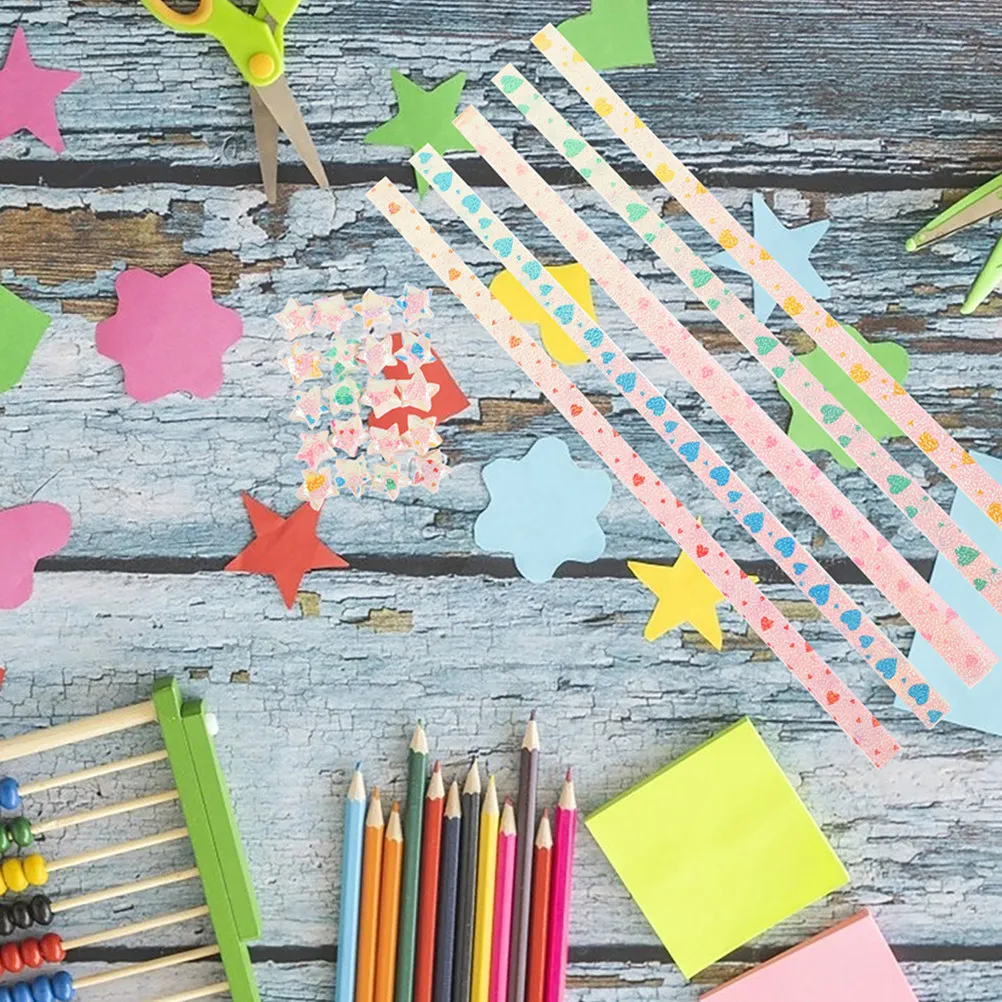 

200Pcs Colored Star Paper Strips Pearl Origami Paper DIY Folding Stars for Crafts Kids Hand Art Festival Decor