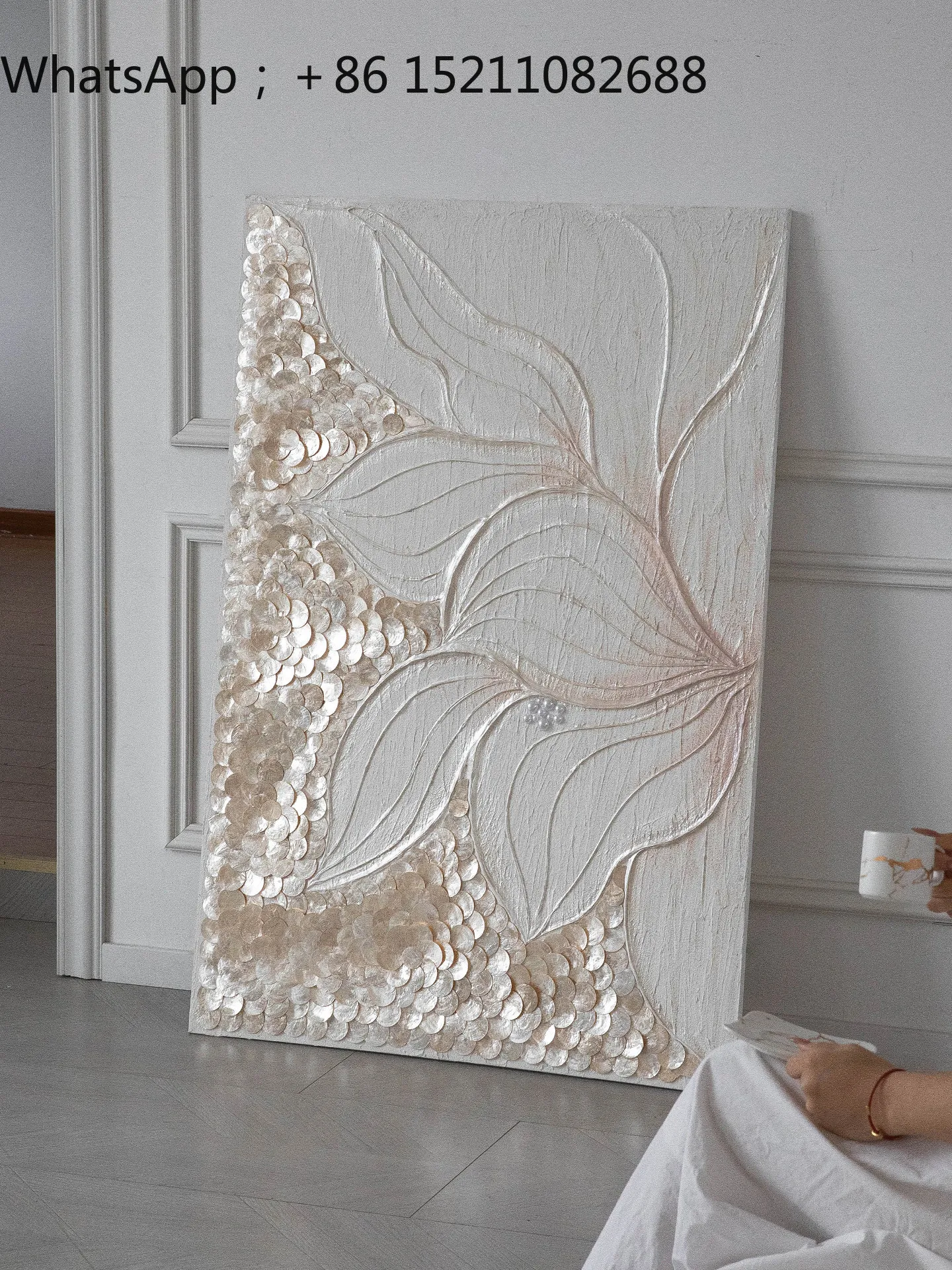 LLY Lotus hand-painted oil painting, living room, bedroom, entrance shell decoration, double wall hanging painting