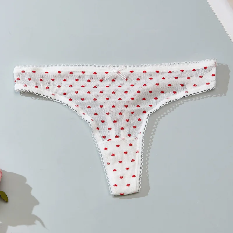 Mädchen-Slips Sexy Damen-Höschen Blumenmuster Transparent Niedlicher Tanga mit Schleife Unterwäsche G-String Damen-Lingerie