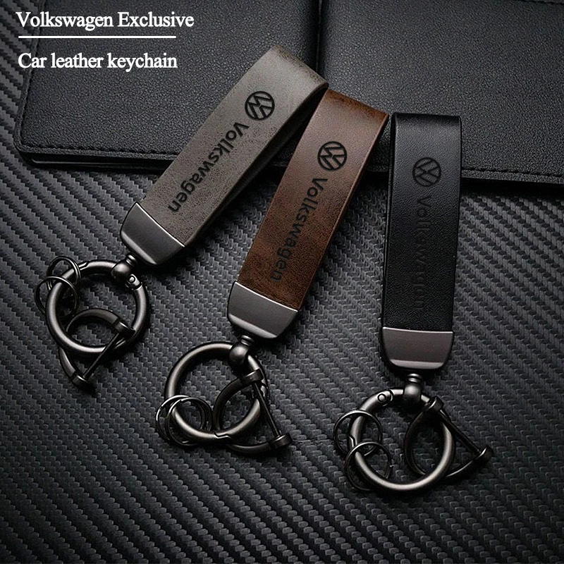 Metal/Leather Car Logo Key Chain Keyring Auto Interiors Accessories For Volkswagen VW RLine Golf Amarok T5 Phaeton Tiguan T-Cros