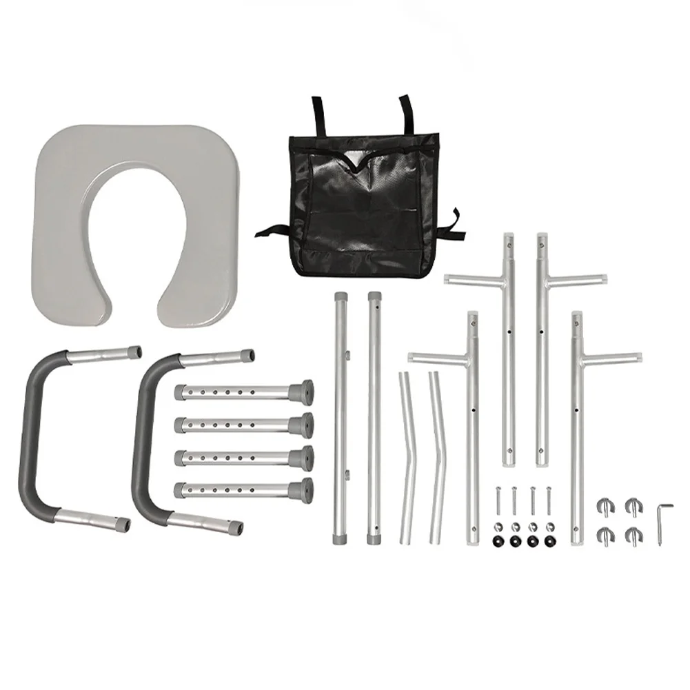 Sedile WC rialzato con maniglie, rialzo sedile WC per anziani con altezza e larghezza regolabili, tasca laterale, capacità di carico di 300 libbre