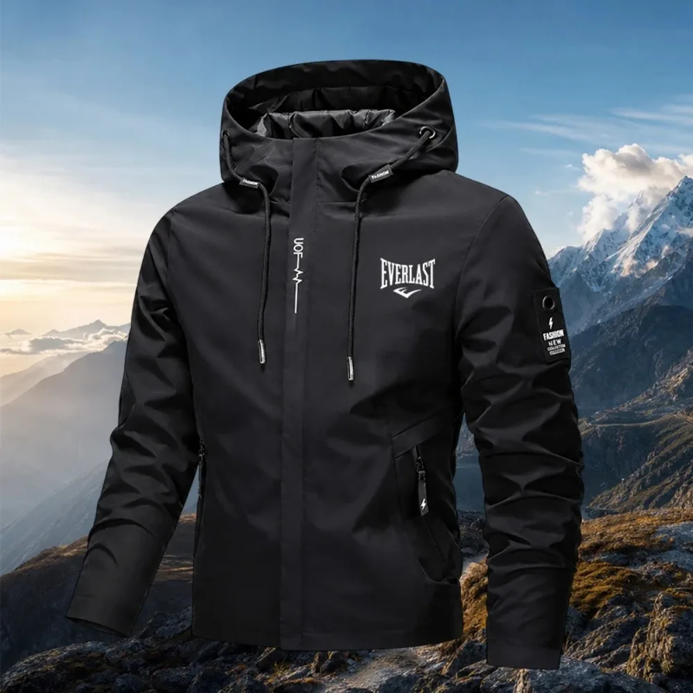 Men's Lightweight Hooded Hiking Jacket 2026, Solid Color, Breathable, Wear Resistant, For Casual Daily Outdoor Use