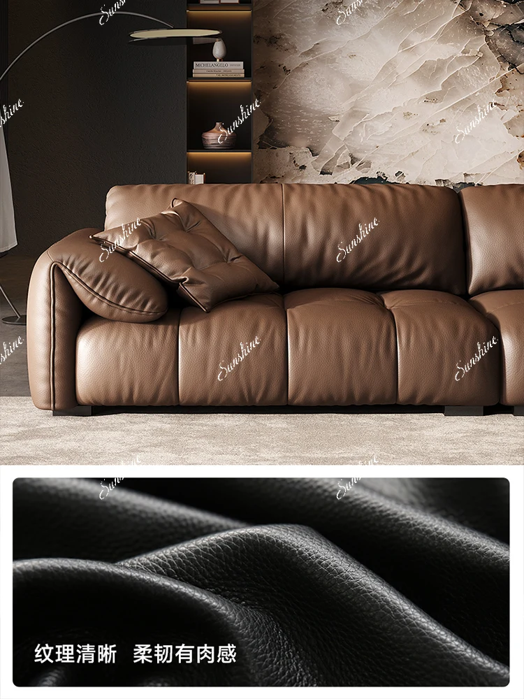 Italian minimalist leather sofa large flat module light luxury, small apartment