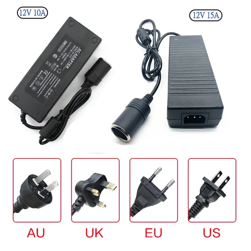 

DC Car Cigarette Lighter 12V 220V 10A 15A 120W 180W Power Supply Adapter Inverter 12 Volt Charger Car Accessories EU US AU Plug