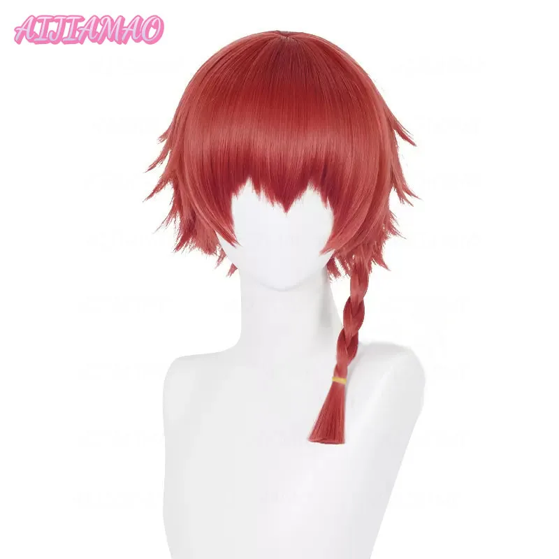 BLUE LOCK Kurona Ranze Cosplay Wig Short Pre Braided Red Wig Cosplay Anime Cosplay Wigs Heat Resistant Synthetic Wigs