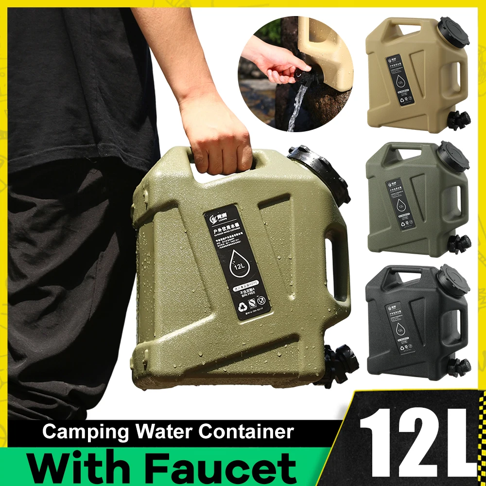 

12л контейнер для воды для кемпинга, уличное аварийное ведро для воды, контейнеры для хранения без утечек, резервуар большой емкости с краном