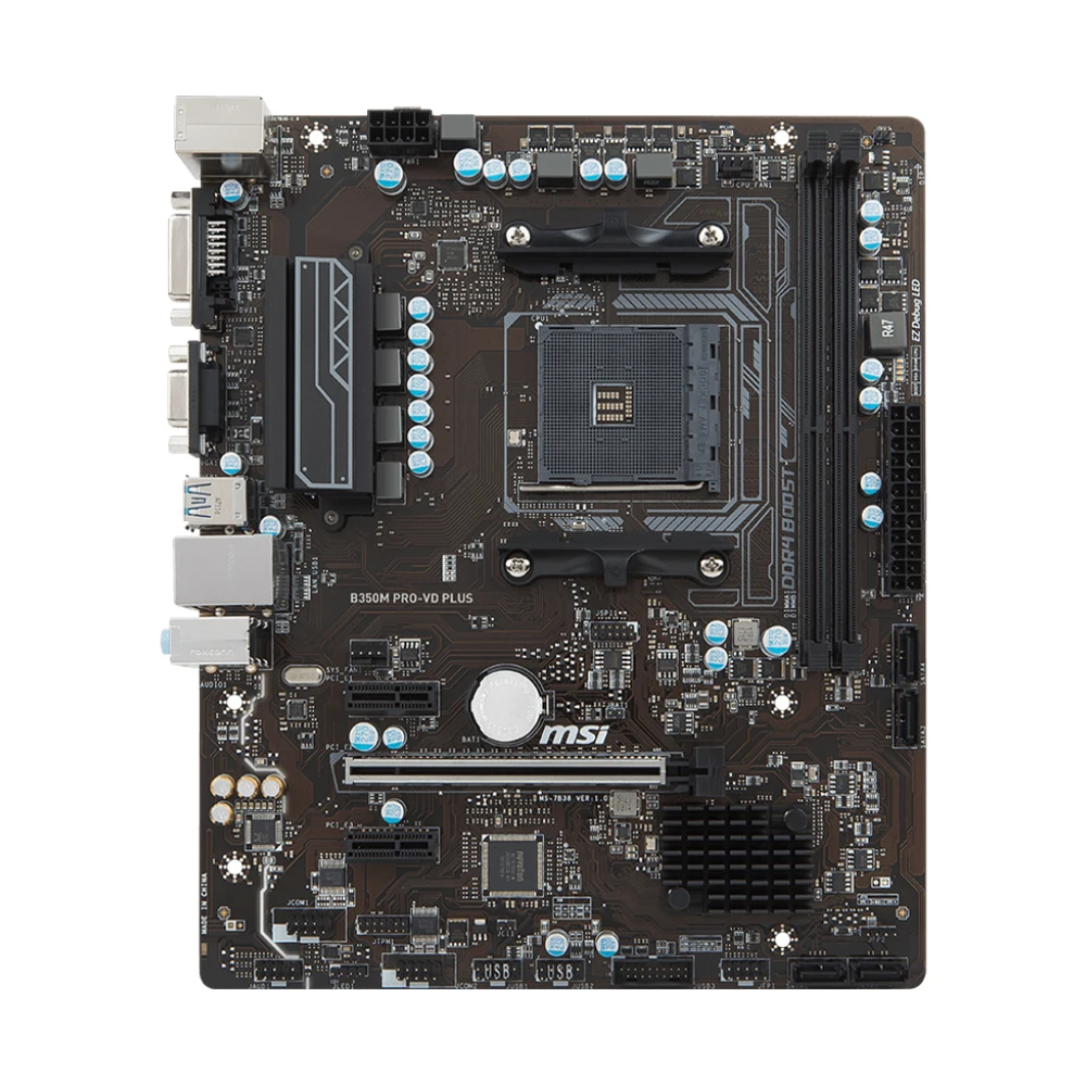 Imagem -02 - Plus Motherboard Soquete Am4 Amd B350 1ª e 2ª Geração Dual Channel Ddr4 Pcie 3.0 Suporta Amd Ryzen Msi-b350m