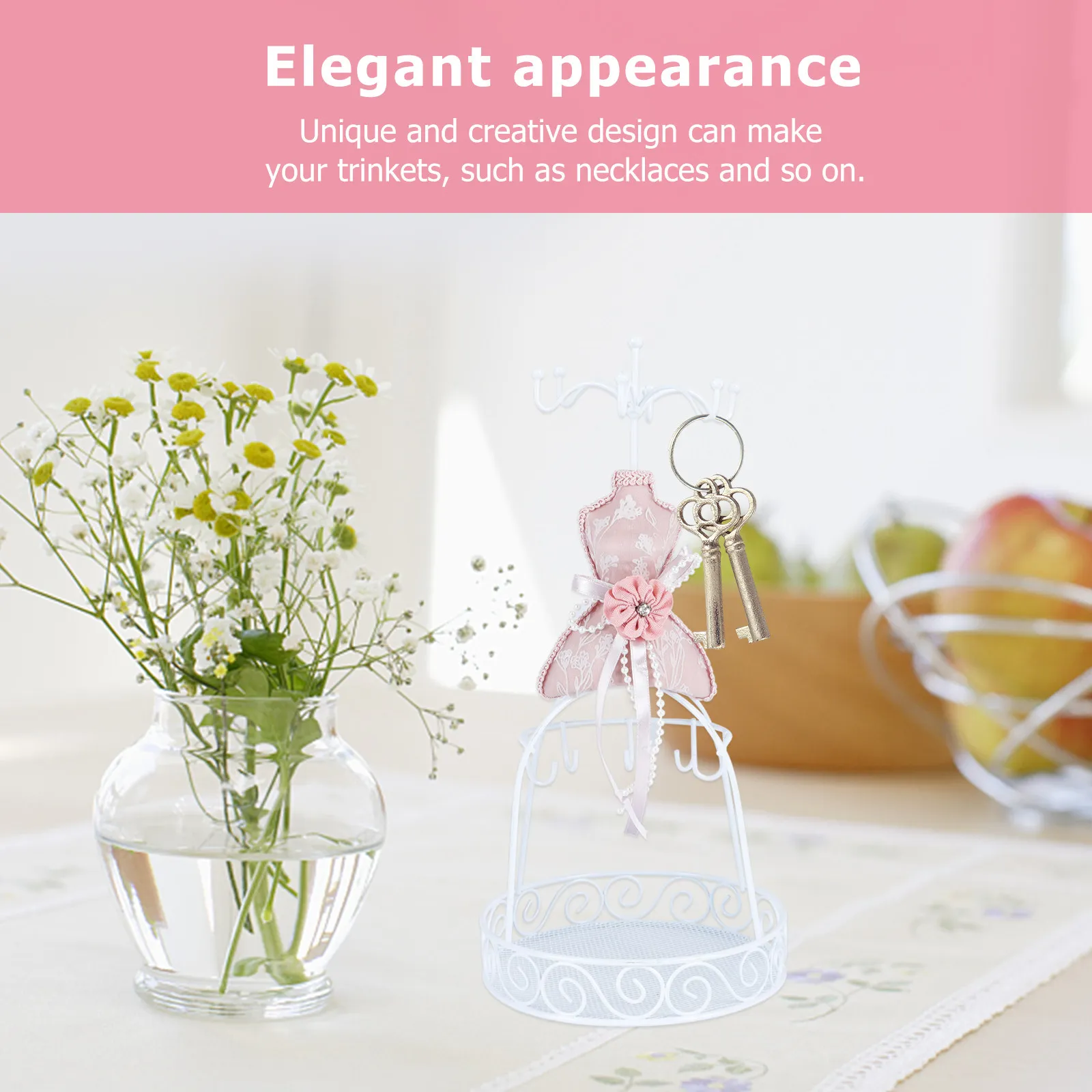 

Подставка для ювелирных украшений с несколькими держателями, органайзер для колец, ожерелий, серег и мелких украшений, элегантный винтажный стиль