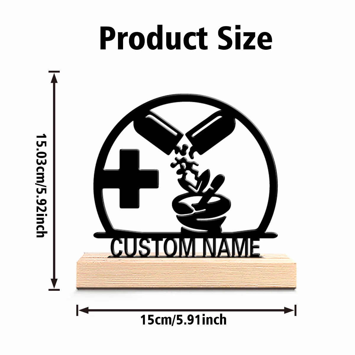 1pc New Design Personalized Custom Pharmacist Metal Statues Wooden Frame Wall Decor for Living Room Bedroom Eclectic Mystical view 2