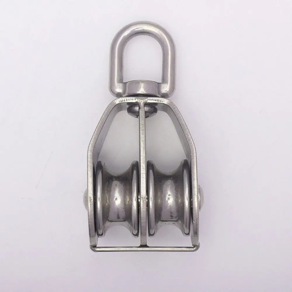 Load-Bearing M15/20/25 Fixed Pulley 304 Stainless Steel Single Groove Pulley Detachable Double Traction Wheel Crane