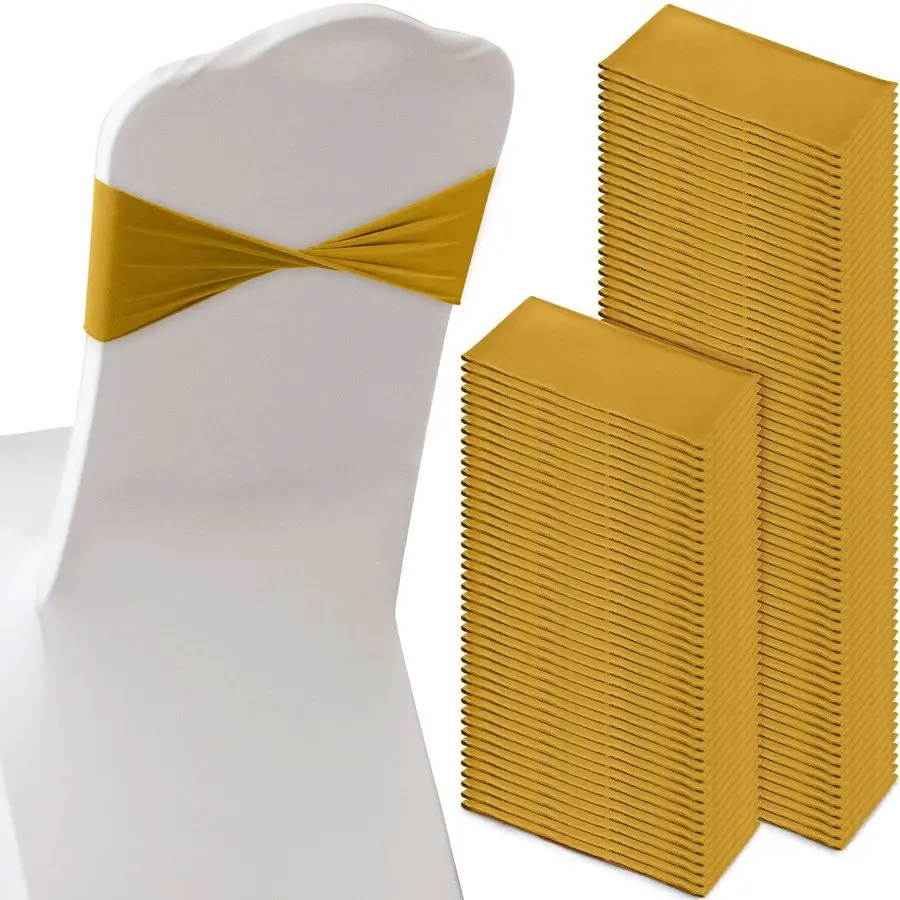 

120 Pieces Spandex Stretch Chair Sashes Bows, Elastic Chair Cover Bands Ties Without Buckle for Wedding Reception Events Univers