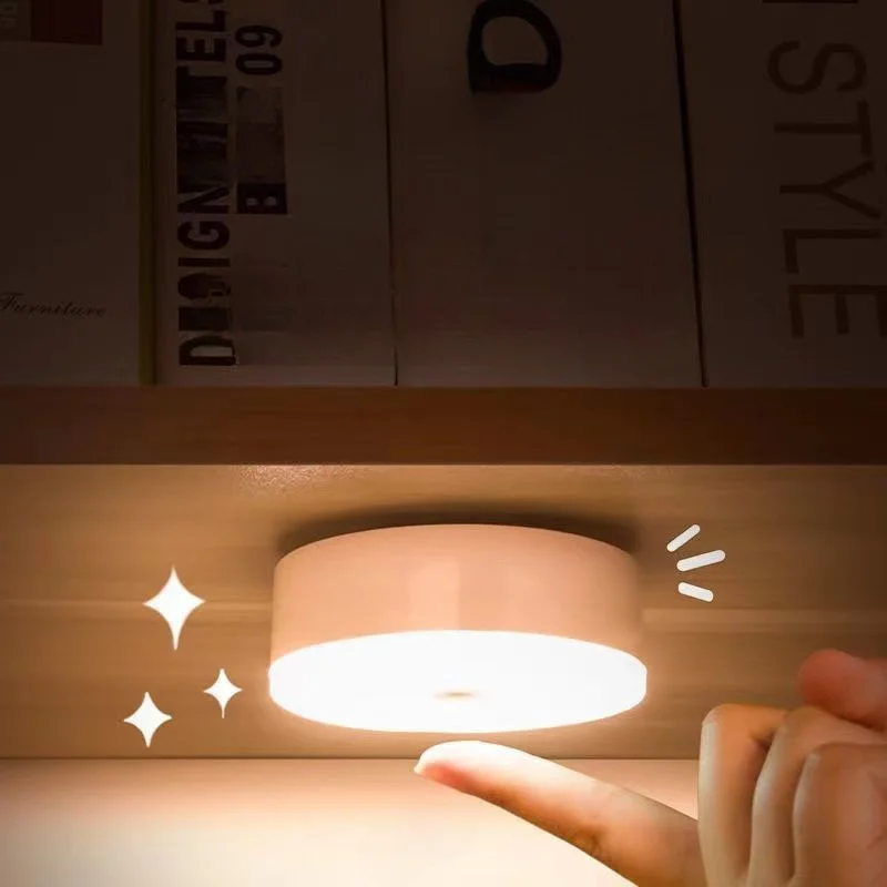 New 1pc Button Style Night Light - Wireless LED Detector Lamp for Bedroom, Staircase, Closet, and Room Decor- view 5