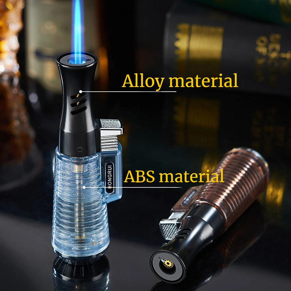 Color Transparent Gear Adjustable Windproof Direct Fire Lighter Blue Flame Circulation Inflatable Cigarette Lighter Gift