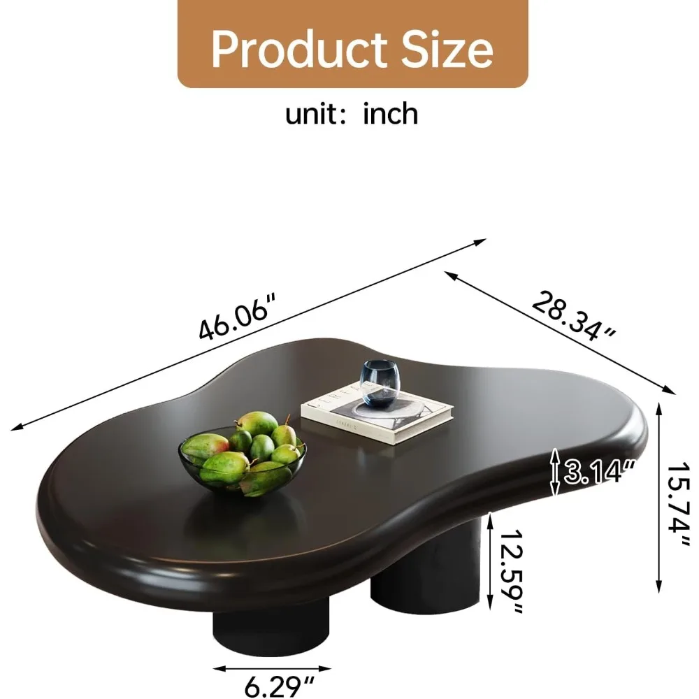 Cloud Coffee Table, 46.06”, Three Leg Support, Living Room Center Table, Wear and Scratch Resistant, Irregular Coffee Table