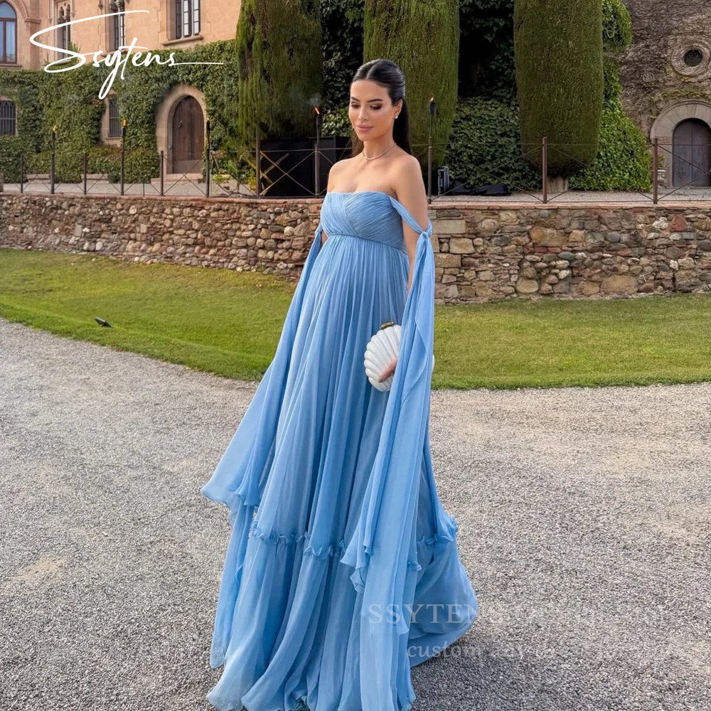 SSYTENS Women Evening Dresses Chiffon Strapless Long Elegant Dresses For Special Event Party Gowns Vestido De Festa Customized