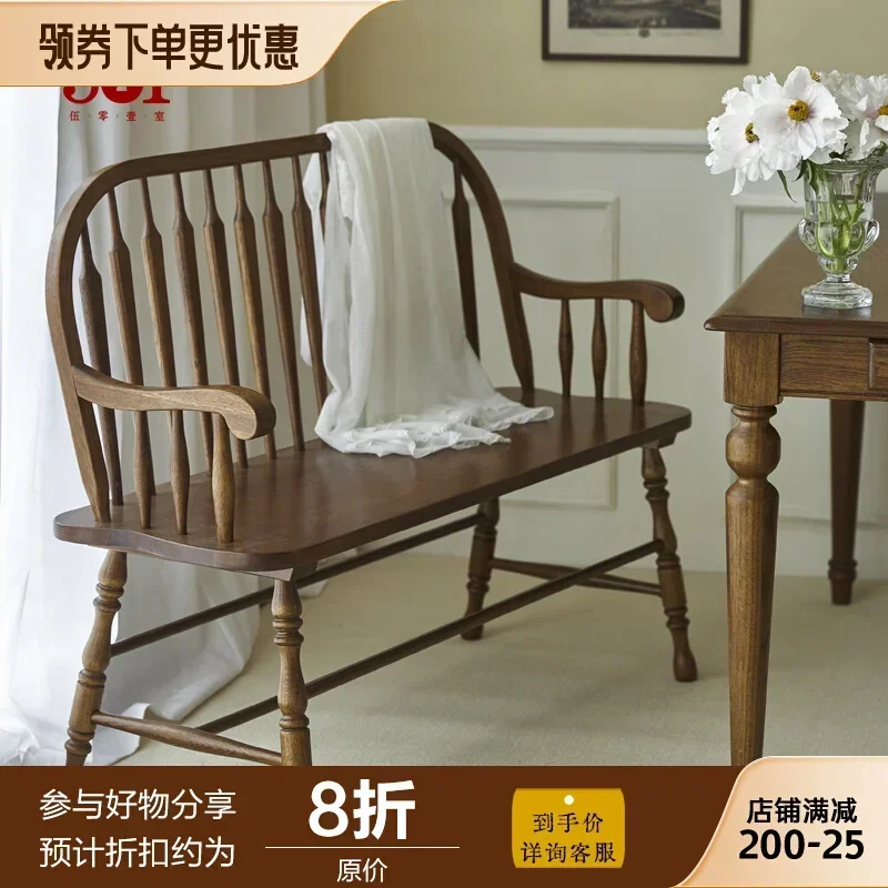 Wu Ling One Room, American Solid Wood Double Windsor Chair, Restaurant Dining Chair Balcony Casual Armrest Retro Backrest Chair