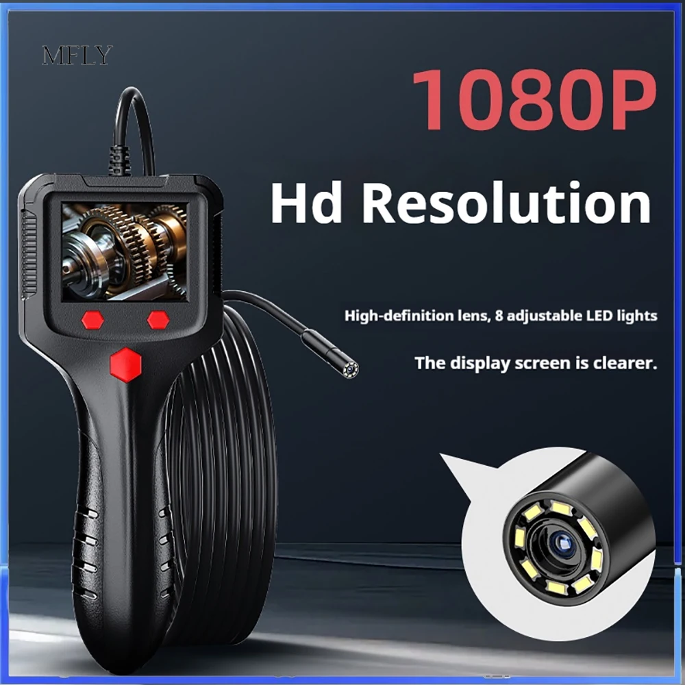 5.5mm Handheld Industrial Endoscope Camera with 2.4 inch IPS Screen IP67 HD Inspection Borescope 6 Adjustble LED Vehicle Engine