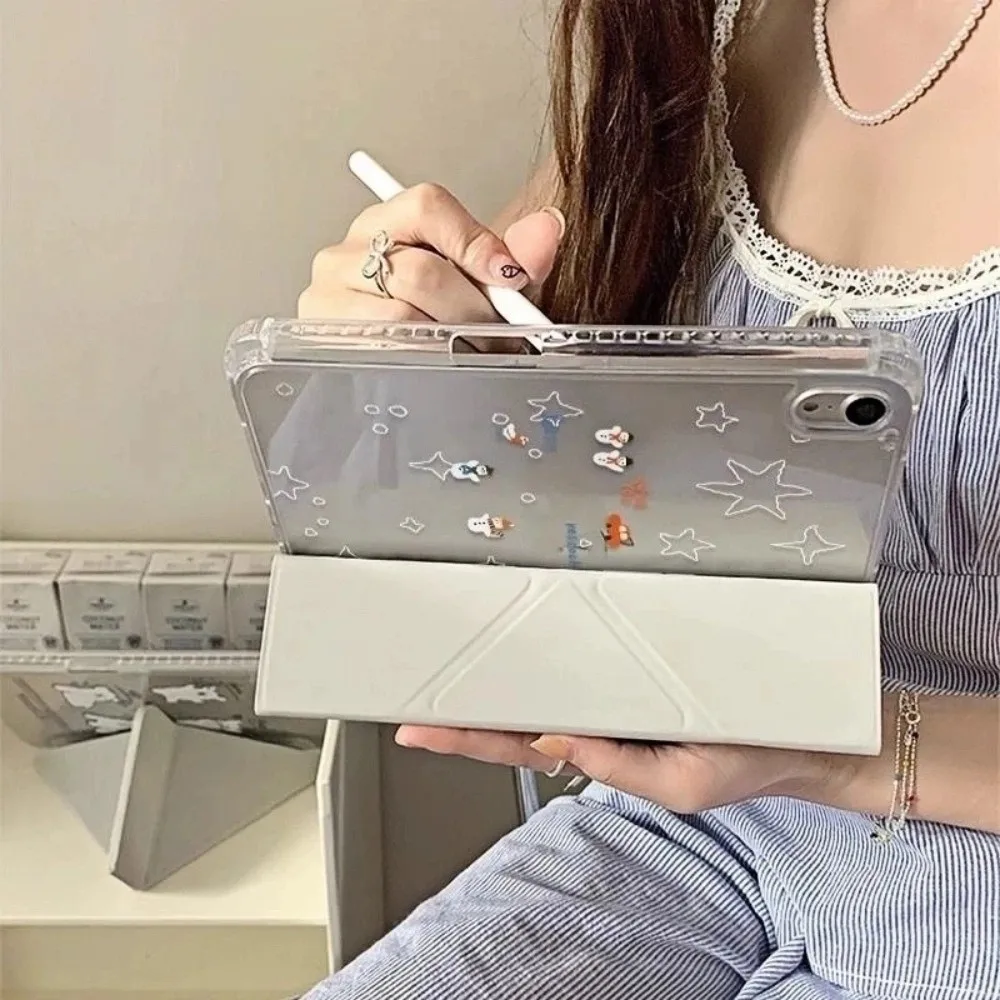 حافظة كمبيوتر لوحي من مادة TPU مقاومة للسقوط على شكل نجوم كرتونية غطاء لوحي شفاف لجهاز iPad 5 6 7 8 9 10 11th/Air1-7/ Pro 18 19 20 22/ Mini 6 7 #4