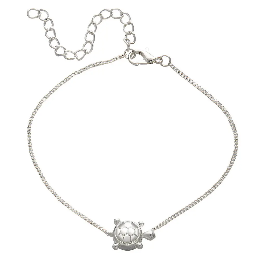 1Pcs Alloy Turtle Anklet Silver Tone Beach Inspired Vintage Ankle Chain Tortoise Pendant Adjustable Anklet Bracelet Long Wear