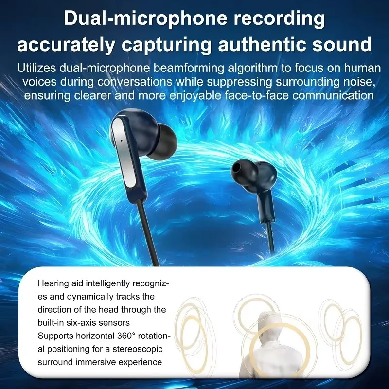 Rechargeable Neckband Hearing Aid Digital Hearing Aid Adjustable Tone Sound Amplifier Portable Deaf Elderly Hearing Aids 120H