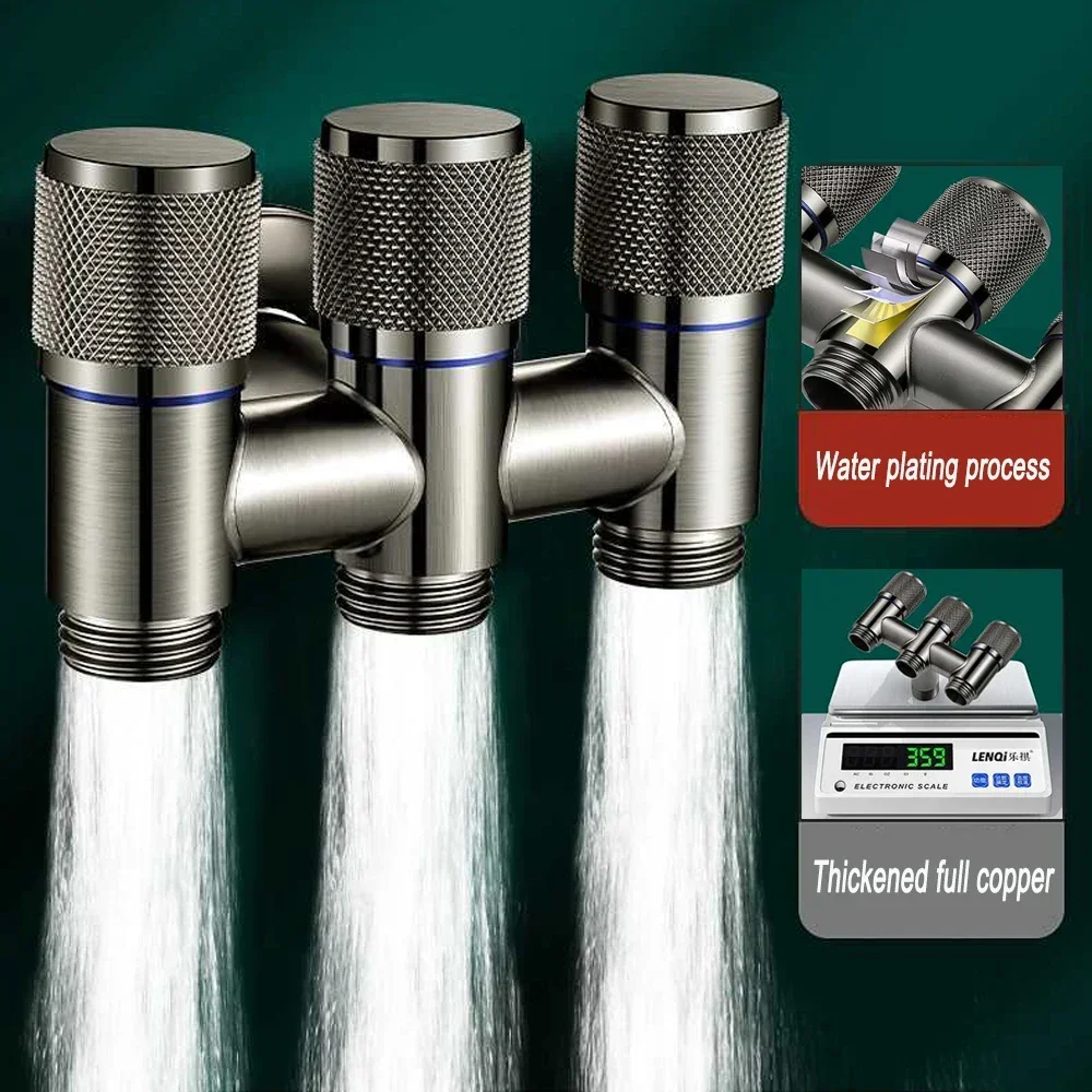 1pc Toilet Companion Corner Valve, Toilet Irrigator One In Two Out Corner Valve, Double Open Faucet, Anti-slip Handwheel, Toilet