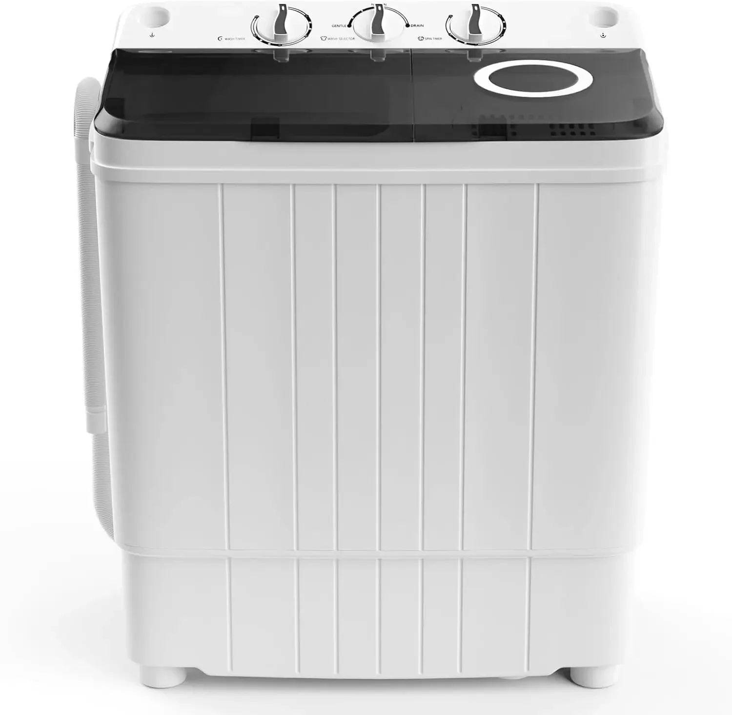 Portable Washing Machine, 17.6 lbs Capacity Twin Tub 11 lbs Washer and 6.6 lbs Spinner with Control Knobs, Timer Function, Drain