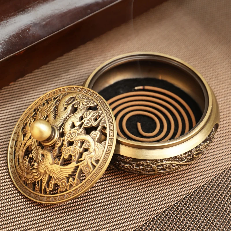 Antique brass incense plate incense burner aloes household indoor aromatherapy stove