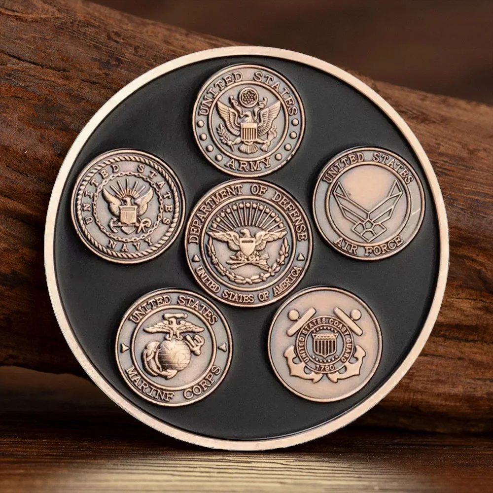 U.S. Military Commemorative Coin Bronze Plated Medal Soldier Series Baked Lacquer Antique Souvenir Coins
