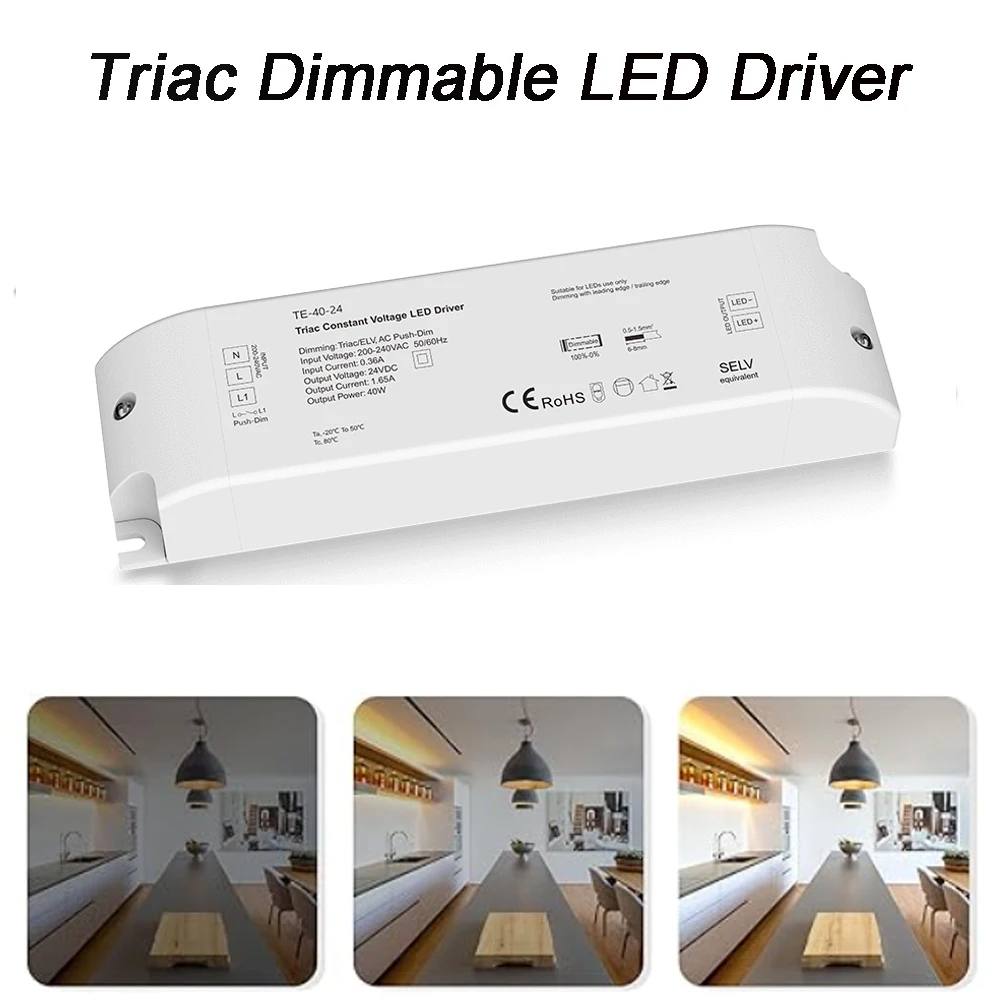 

40W 75W Triac Dimming Constant Voltage LED Driver 12V 24V Dimmable Power Supply PWM Digital Dimming For Indoor LED Lighting