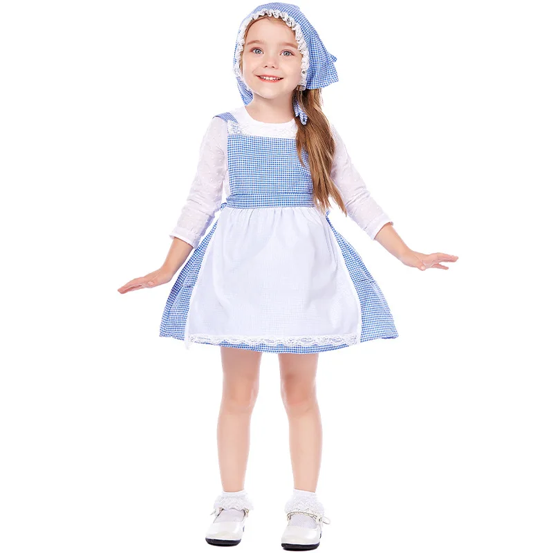 Umorden Colonial Prairie Pioneer Girl Costume for Toddler 2-4 Year Short Dress Halloween Thanksgiving Book Day Fantasia Cosplay