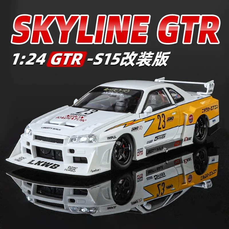 1:24 نيسان سكاي لاين GTR-R34 S15 تعديل مركبة سبيكة نموذج دييكاست صب المعادن الصوت والضوء سيارة لعبة لسيارة الأطفال #3