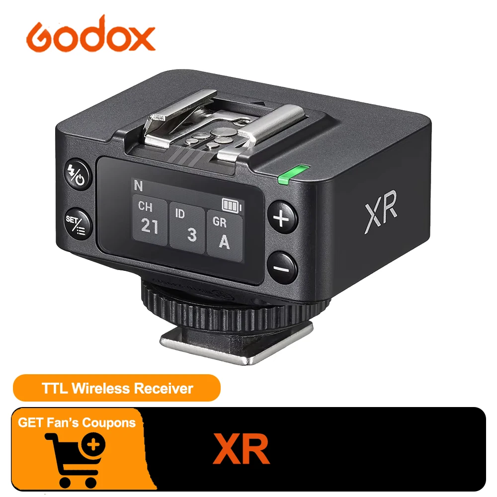 

Godox XR TTL Wireless Receiver 100m Wireless Range 2.4GHz Wireless Sync with X3 X3Pro for Canon R7 Nikon D4 Sony