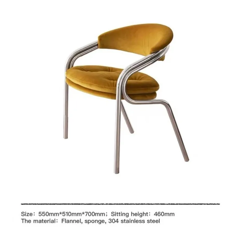 Taburete Kassel tapizado de cuero ligero de lujo para el hogar silla ins de negociación simple moderna de lujo
