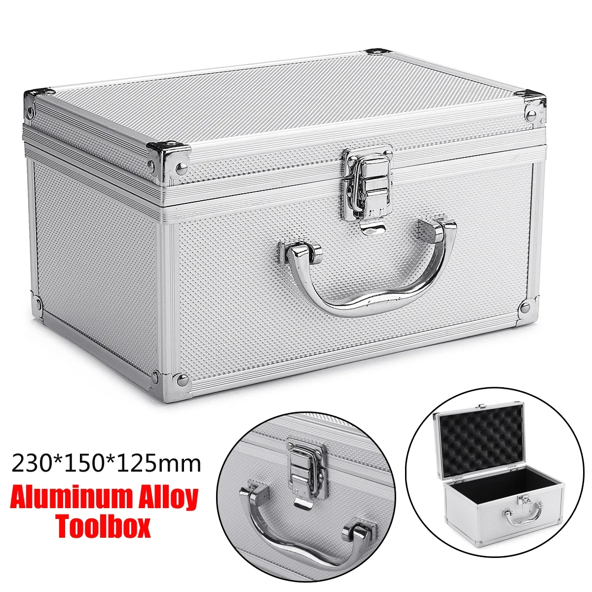 Portable Aluminum Tool Box Large Safety Equipment Toolbox Impact Resistant Case With Sponge Instrument Box Storage Case Suitcase