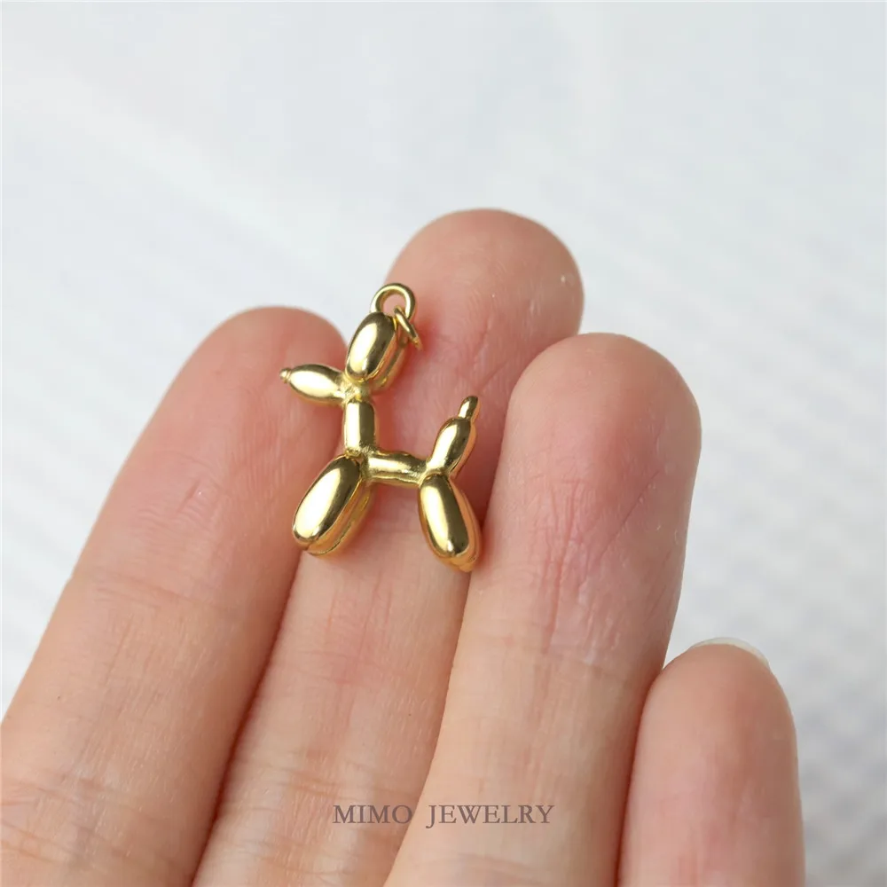 

Titanium Steel Furnace Gold Plated Cute Balloon Puppy Pendant 18k Gold Pendant DIY Accessories M-156