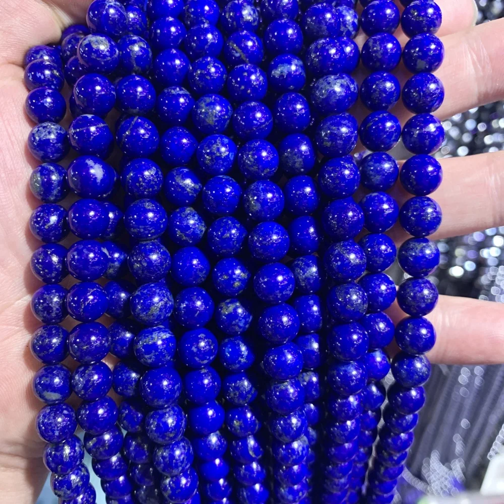 5A 4A 3A+ 6 8 10 mm Natural Lapis Lazuli Round Bead Loose Bead DIY For Bracelet Necklace Jewelry Making Accessories 15 inch