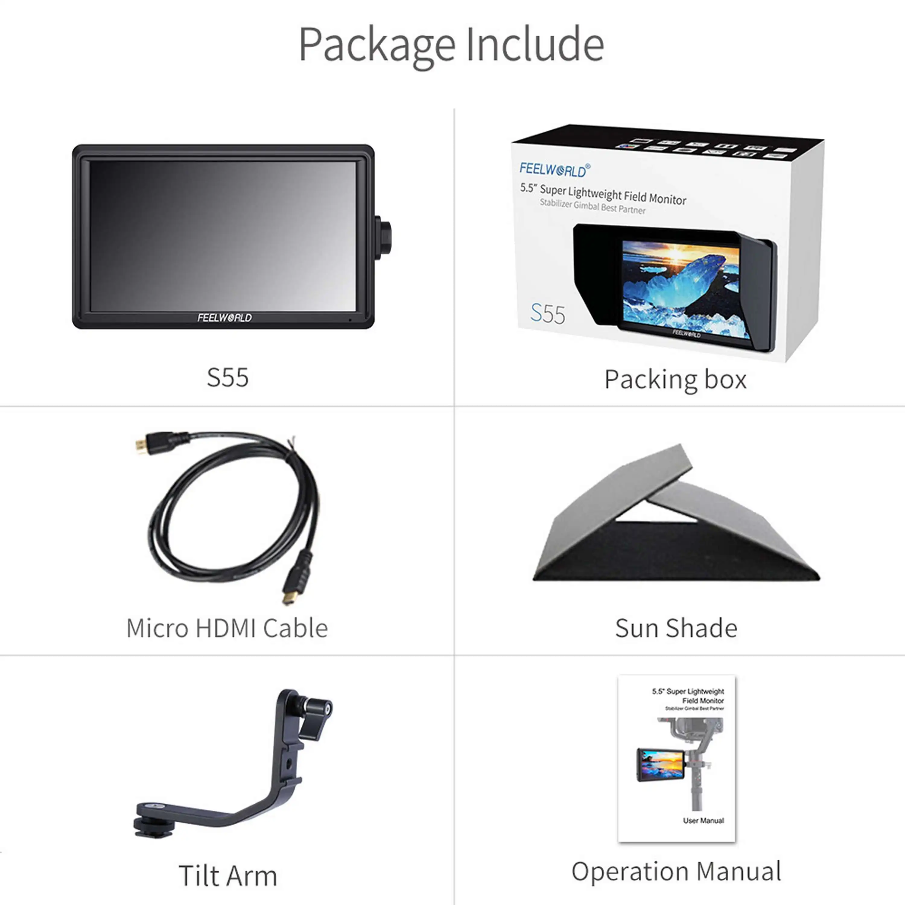 شاشة كاميرا FEELWORLD S55 V3 مقاس 6 بوصات FHD IPS، تدعم 4K HDMI I/O، مخرج طاقة بذراع مائل - شعار مخصص OEM للبيع بالجملة #6