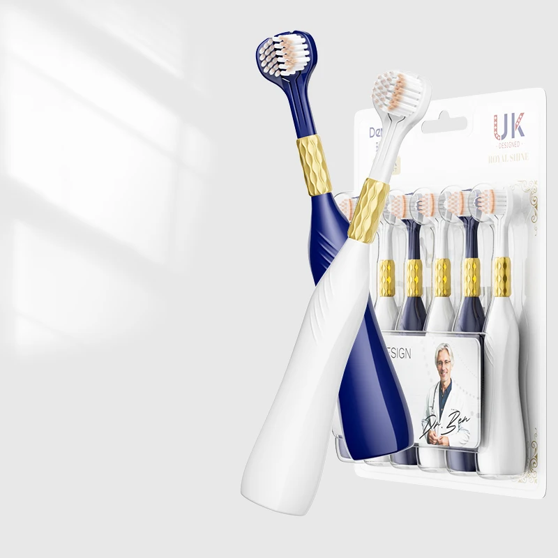 6-Pack of High-End Soft-Bristle Three-Sided Toothbrushes for Adults, 3D Fully Wrapped Cleaning and Gum Protection Toothbrushes for Home, Travel, and Office Use