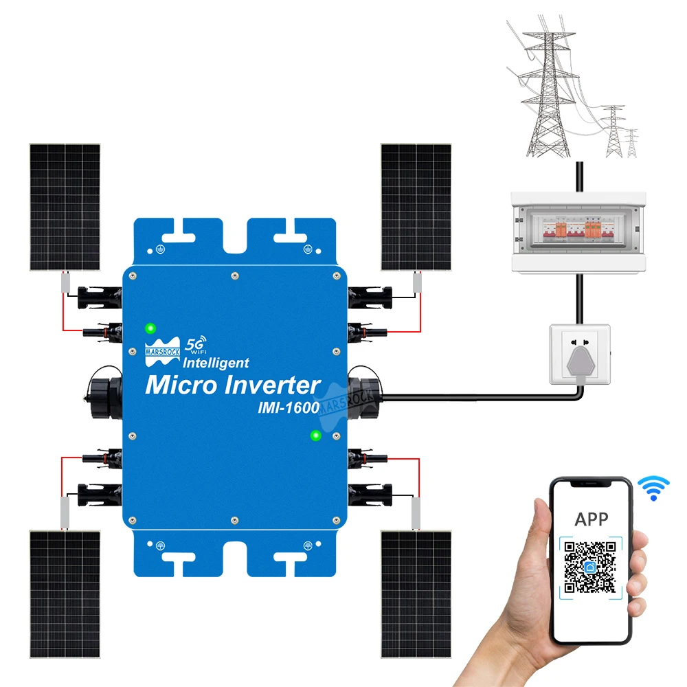 Imagem -03 - Micro Inversor Solar Mars Rock-on 1600w Mppt Wi-fi Conversor Ip65 Inteligente 2050v dc pv para 110v 120v 220v 230v Sistema Energia Grade