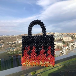 Borsa con perline di cristallo Borse di lusso Tote con stampa di fuoco Borse da donna calde Regalo marginale per le sue donne rosse Festa Banchetto Matrimonio