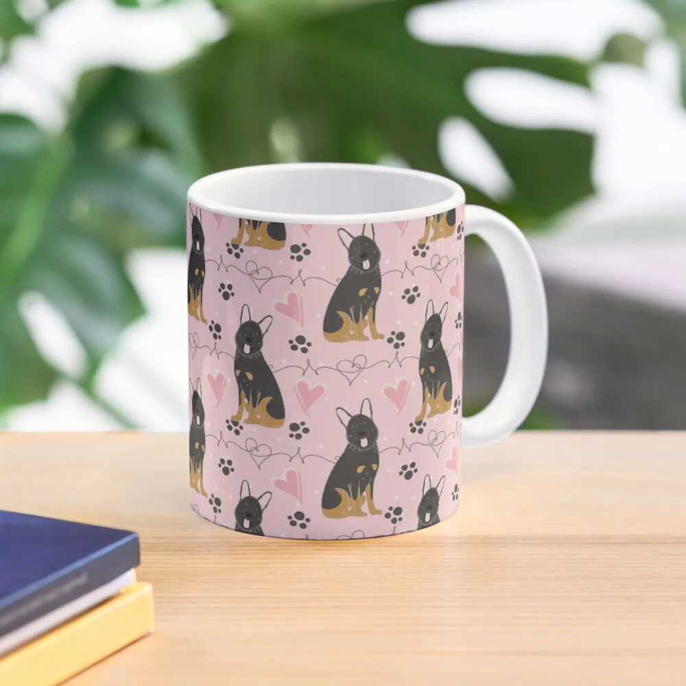 Love German Shepherd Bicolor 2 Classic  Mug Image Coffee Drinkware Gifts Simple Tea Handle Round Design Printed Picture Photo