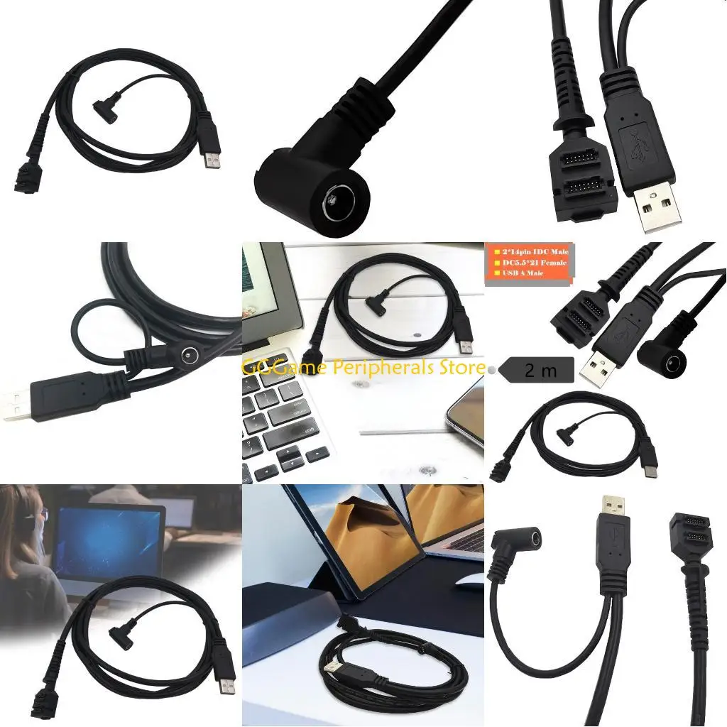 

U55B Scanline Double 14pin IDC DC5521 Female Power to USB 2.0 Cable for VX805 VX820 Scanner Line Fast Transfer