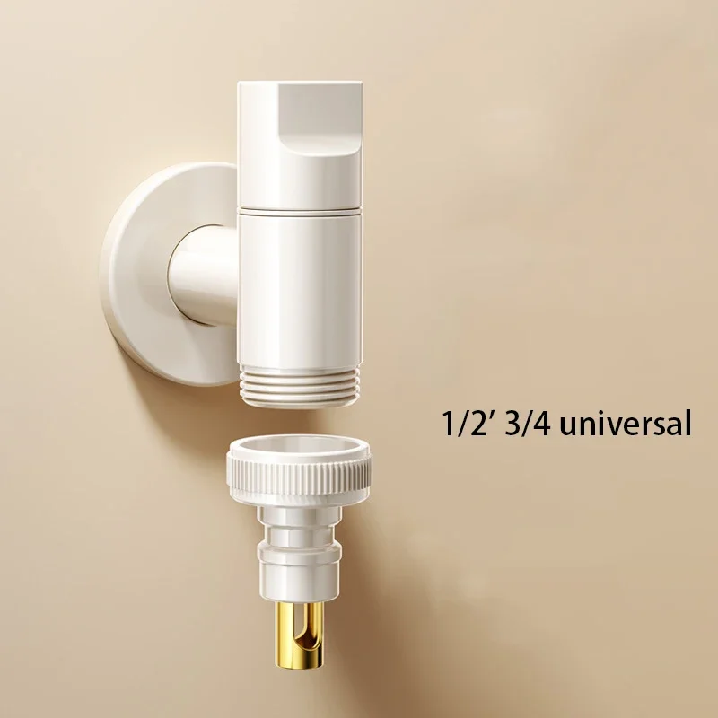 White Angle Valve Toilet Valve Automatic  Water Stop Washing Machine Garden tap Multifunction Faucet