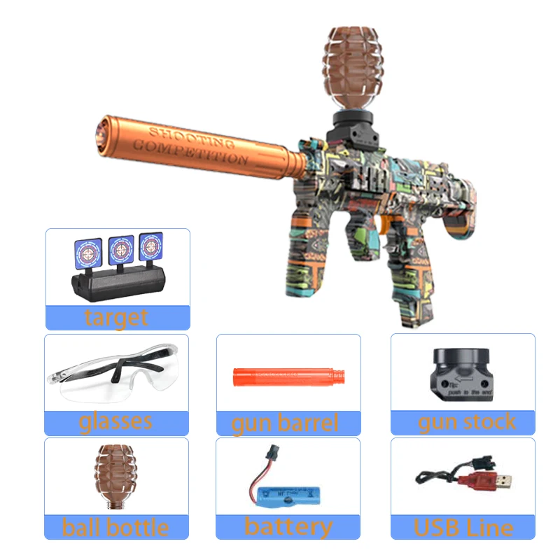 ปืนของเล่น MP7 ปืนอัตโนมัติไฟฟ้าสำหรับเล่นกลางแจ้ง ปืนยิงแบบสปอร์ต ปืนพกแบบอินเทอร์แอคทีฟ เกมปาร์ตี้ฤดูร้อน สำหรับเด็กและผู้ใหญ่ ของขวัญ