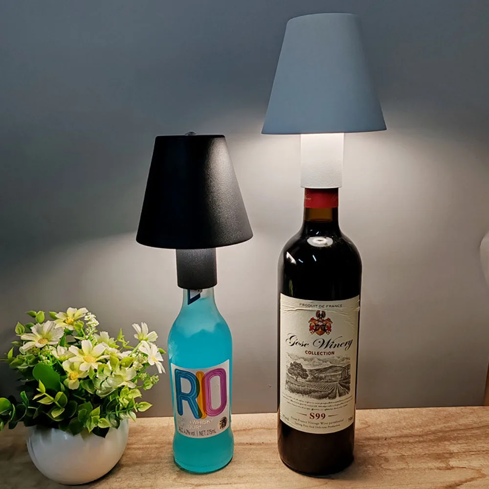 Wireless Desk Lamp LED Dimming Metal Wine Bottle Lamp Detachable Portable Charging Night Light Decorative Atmosphere Lamp