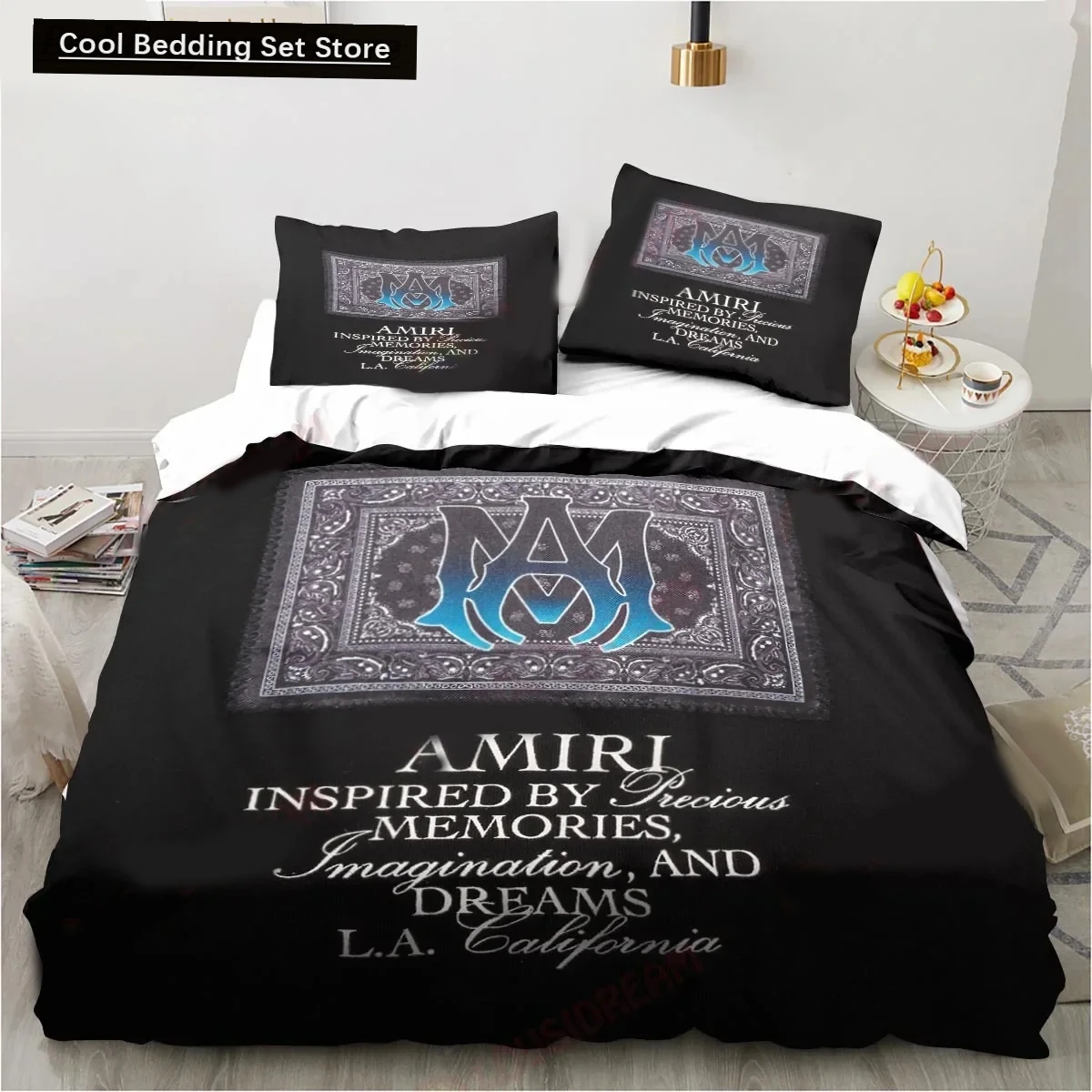 

New Logo Amiris Graffiti Bedding Set,Duvet Cover Comforter Bed Set Quilt Cover Pillowcase,King Queen Twin Size Boys Girls Adults