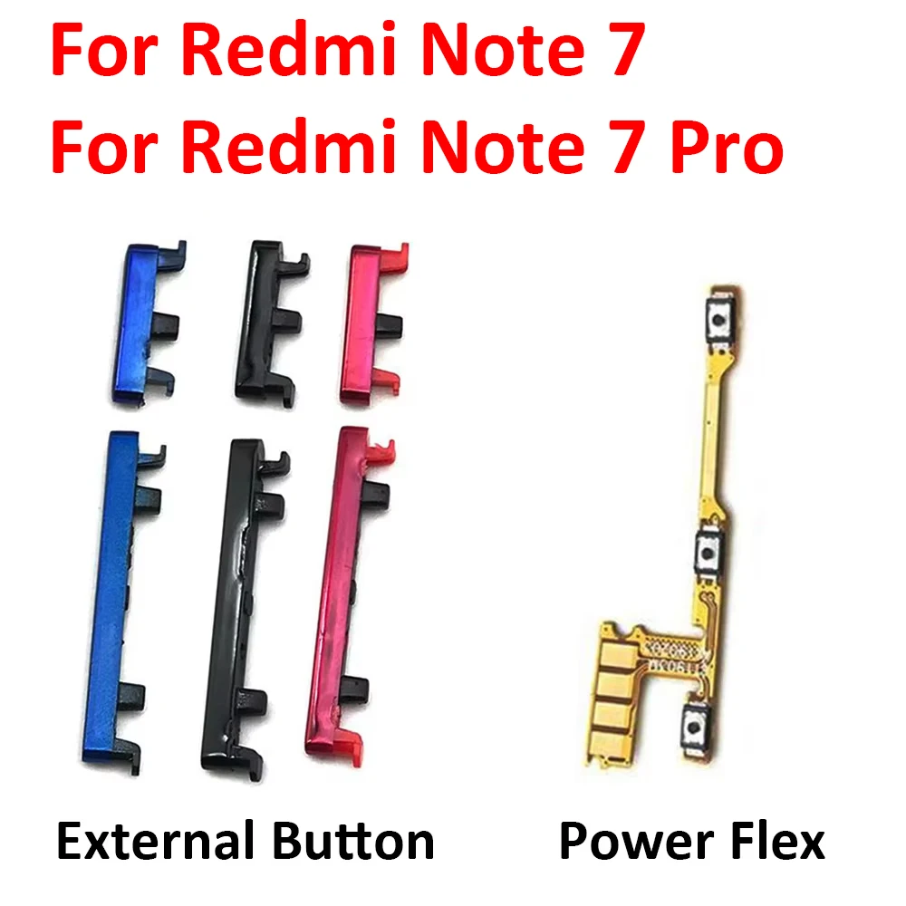 New Side Volume Button + Power ON / OFF Buttton Key Set For Redmi Note 7 Pro Replacement Parts