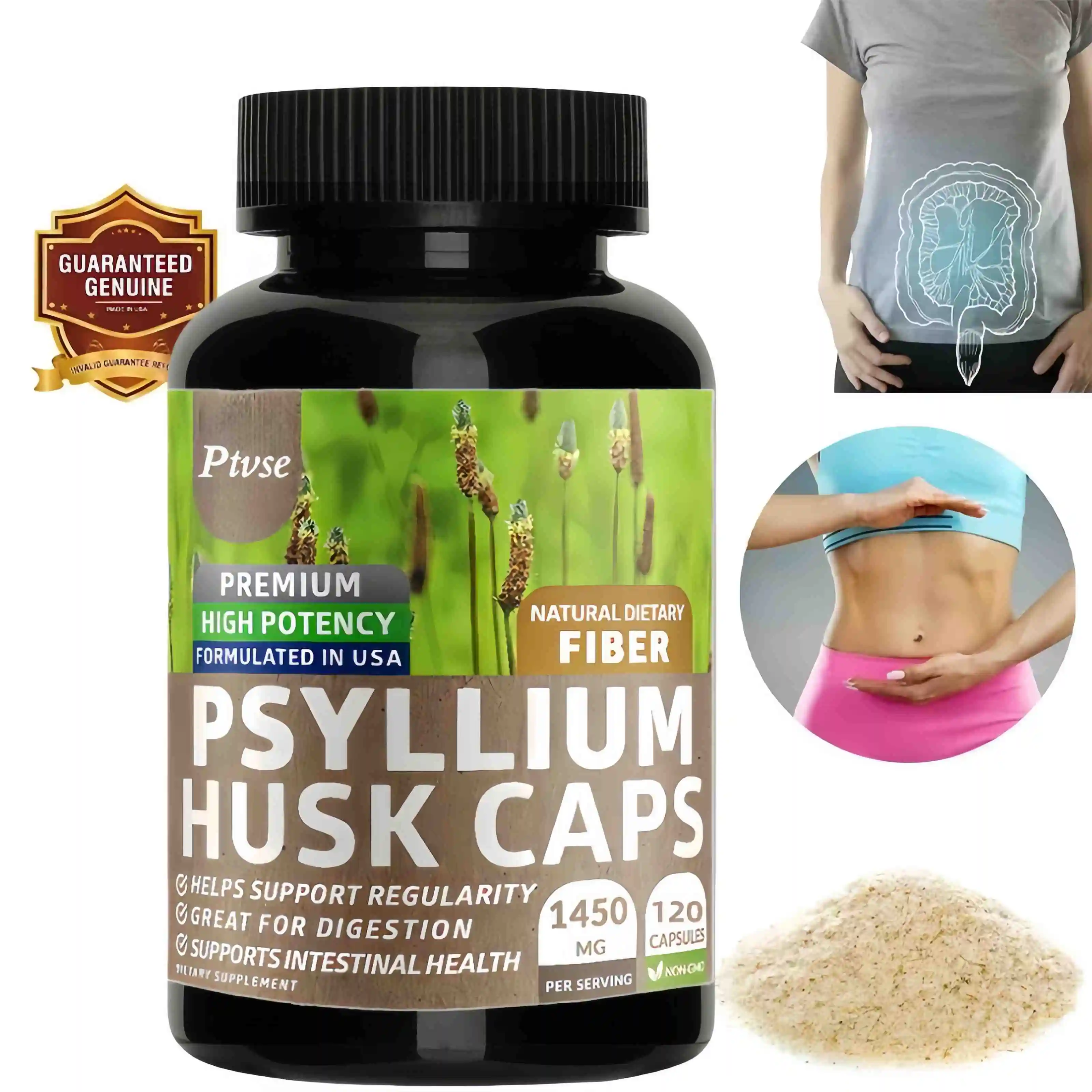 Psyllium Husk Caps, Supports Gut Health - Helps Maintain Regularity, Natural Soluble Fiber