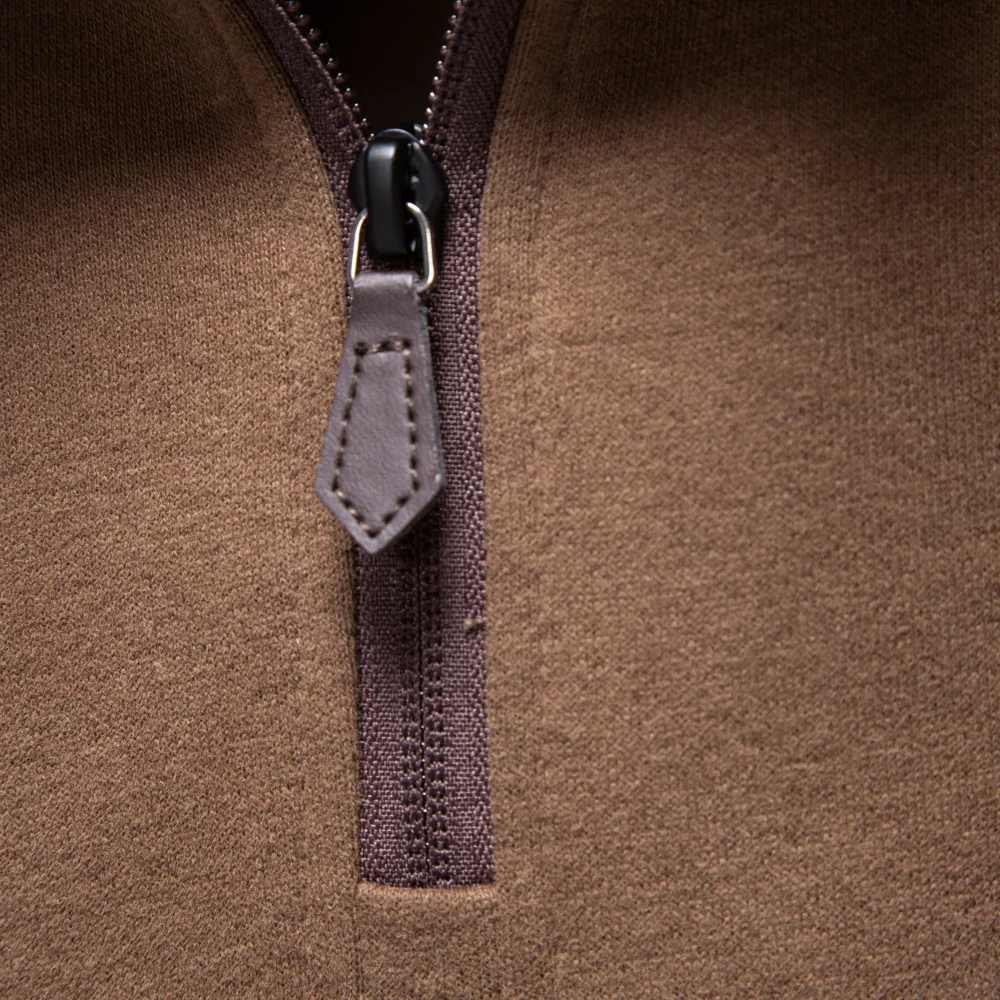 AIOPESON Herren Pullover mit halbem Reißverschluss, Stehkragen, einfarbig, warm, gemütlich, langärmelig, Sweatshirt, Herbst-Winter, lässig, leicht, Oberteil – Detail 12